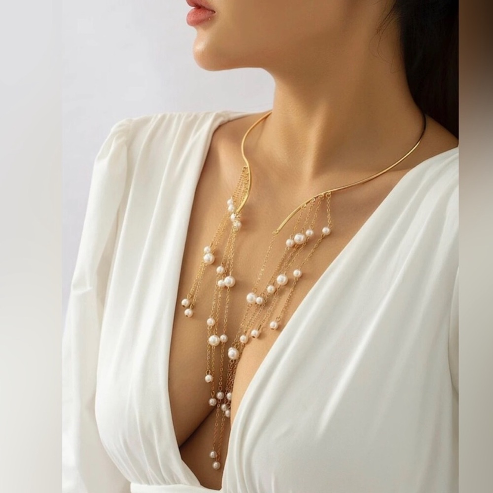 Anthropologie Pearl Choker Statement Necklace - Picture 7 of 9